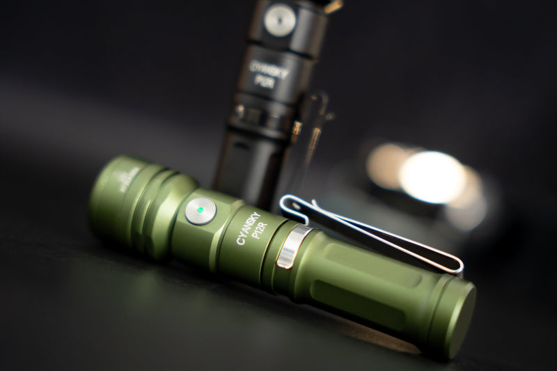 Cyansky P12R Multifunctional Rechargeable EDC Flashlight (Black & Green)