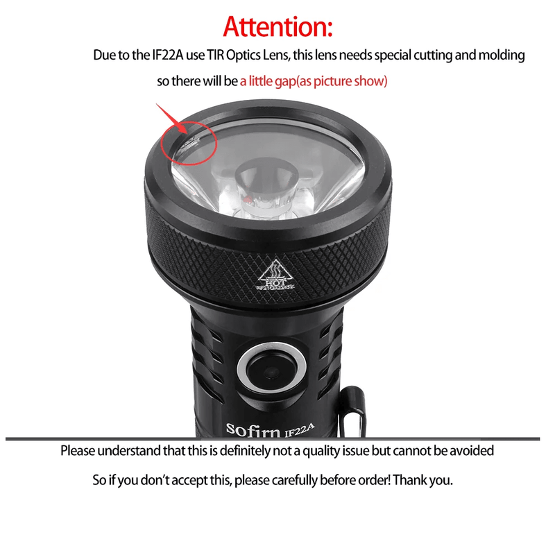 Sofirn IF22A LED Flashlight (TIR Lens) 2100 Lumens with K40 FT Battery