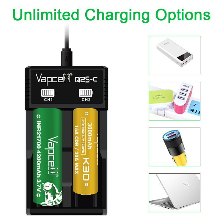 Vapcell Q2S-C Type-C Battery Charger