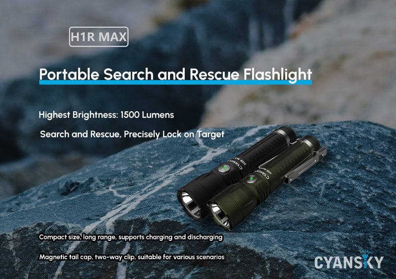 Cyansky H1R Max Portable Search & Rescue Flashlight 1500 Lumens