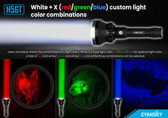 Cyansky H5GT Multi-Color Long Range Hunting Flashlight (Green+White) & (Red+White)