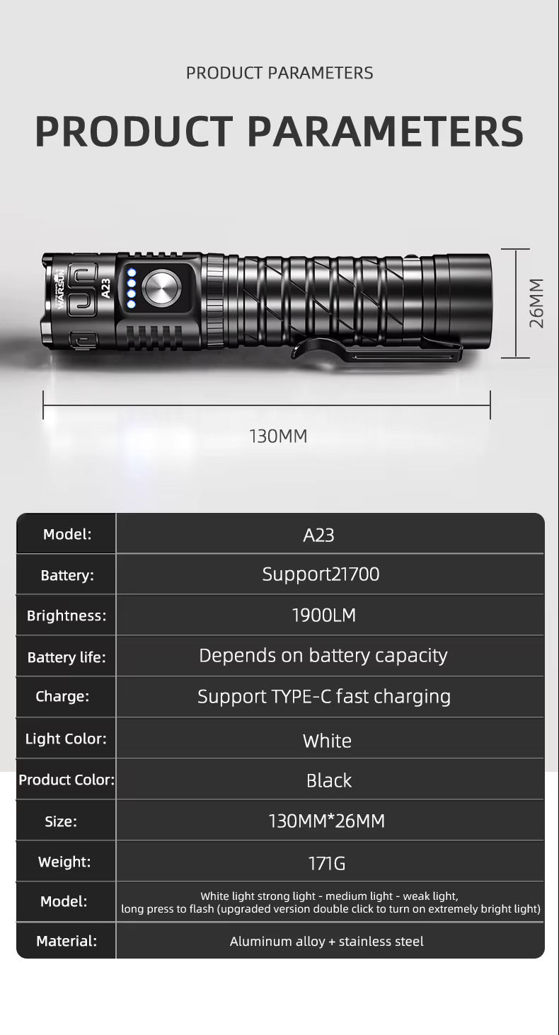 Warsun A23 Multifunctional Flashlight 1000+ Lumens