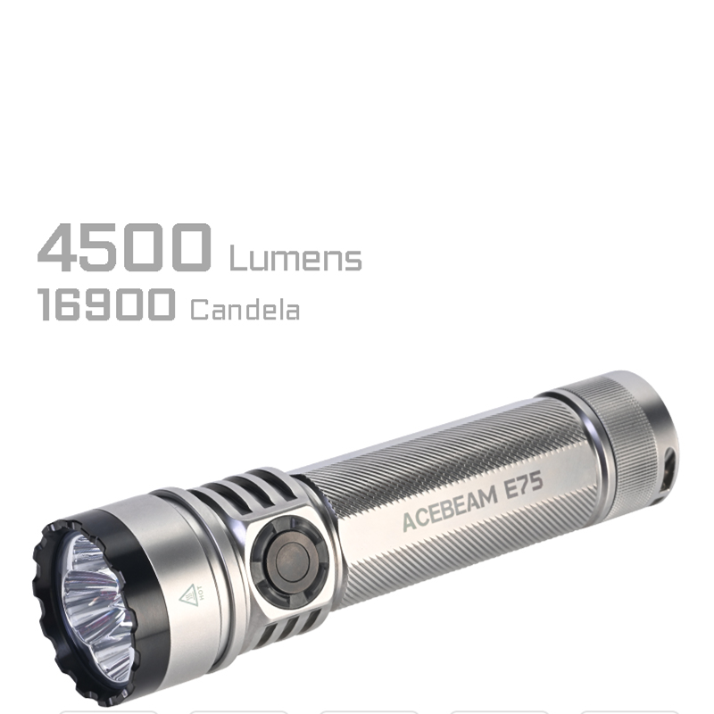 Acebeam E75 Quad-Core High Performance LED Flashlight 4500 Lumens Limited Edition (Silver)