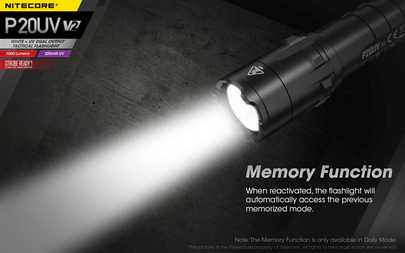 Nitecore P20UV V2 1000 Lumen LED Flashlight