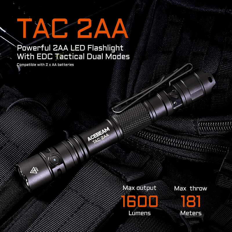 Acebeam TAC 2AA 1600 Lumens (Blue, Green, Black)