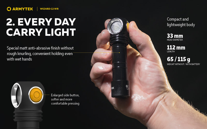 Armytek Wizard C2 WR Magnet USB EDC Flashlight 1020 Lumens (Warm Light)